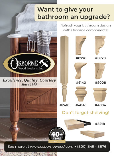 Ad for upgrading your bathroom with wooden furniture pieces